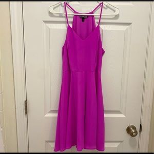 Express Fushia Fit and Flair Chiffon Dress